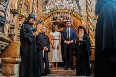 US Vice President JD Vance and his wife Usha visit the Church of the Holy Sepulchre in Jerusalem. AP