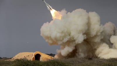 A long-range S-200 missile fired during a military drill in the Iranian port city of Bushehr. AP