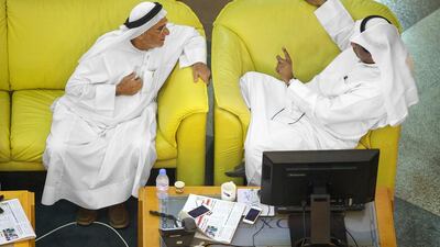 The Abu Dhabi Securities Exchange General Index’s price-to-earnings ratios have fallen to an average of 11.4. Christopher Pike / The National