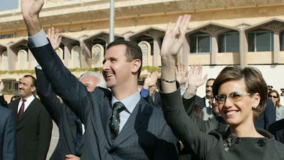 Former Syrian president Bashar Al Assad and his wife Asma in October 2003. AFP