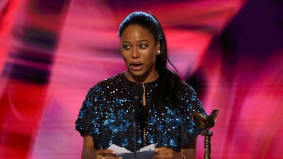 Taylour Paige receives the Best Female Lead award for 'Zola'. Reuters