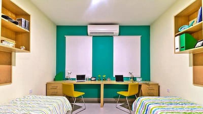 Above, inside one of the rooms at GSA’s first purpose-built student accommodation building in Dubai, which is branded as Uninest. Courtesy GSA Group