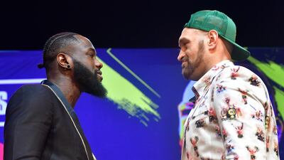 Deontay Wilder, left, and Tyson Fury ahead of their re-match in Las Vegas. AFP