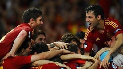 Cesc Fabregas, right, has had plenty of success as a 'false No 9' for Spain, with coach Vicente del Bosque opting against strikers. Laurence Griffiths / Getty Images