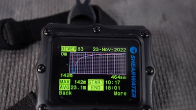 The statistics showing the dive profile. Photo: Chris Chellapermal / XR Hub