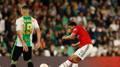 Manchester United's Anthony Martial shoots at goal. Reuters