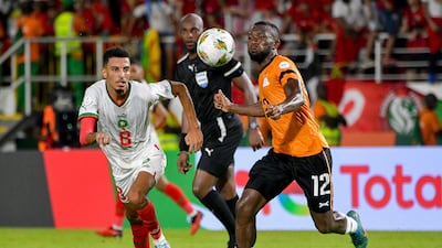 Morocco's Azzedine Ounahi fights for the ball with Zambia's Emmanuel Banda in San Pedro. AFP