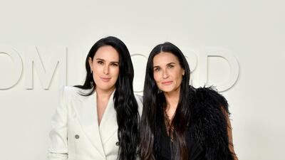 Rumer Willis and Demi Moore attend the Tom Ford show during New York Fashion Week on February 7, 2020, in Los Angeles. AFP