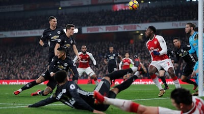 One of the many goalmouth scrambles that took place inside the Manchester United penalty area, all of which David de Gea comfortably handled. Eddie Keogh / Reuters