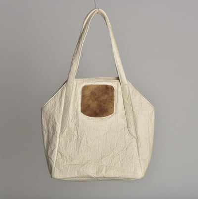 A bag made with mushroom leather or muskin. Raghunath Rajaram / GradoZero Espace