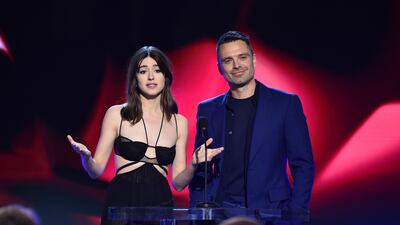 Daisy Edgar-Jones and Sebastian Stan present the award for Best Male Performance in a New Scripted Series. AP Photo