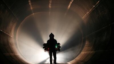 Richard Browning, Chief Test Pilot and CEO of Gravity Industries, wears a Jet Suit during a demonstration at Bentwaters Park, Woodbridge, Britain. Reuters