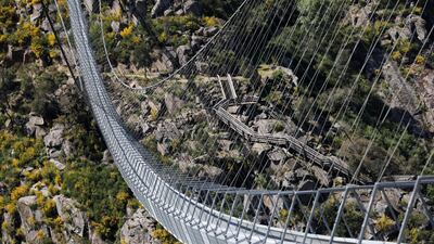 A view of the 516 Arouca in Portugal. At 516 metres long and 175 metres high, it is considered the largest pedestrian suspension bridge in the world. EPA