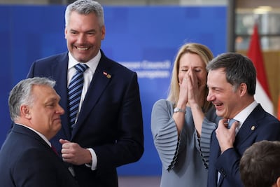 Austrian Chancellor Karl Nehammer (2nd L) claimed victory after an EU summit. Reuters