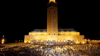 Faithful attend prayers during Laylat Al Qadr on the esplanade of the Hassan II Mosque in Casablanca, Morocco, on June 11, 2018. Youssef Boudlal / Reuters