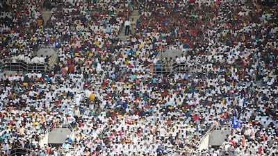 The Sardar Patel Stadium on the outskirts of Ahmedabad was full in February when opened by US President Donald Trump. AFP