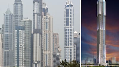 View of the Dubai Marina in May, 2013. The 101-storey Marina 101 tower is in the centre. Antonie Robertson / The National