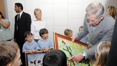Prince Charles meets students of the British School in Abu Dhabi in February 2007. Wam