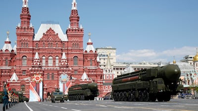Russia typically shows off military hardware during Victory Day celebrations in Red Square. AP