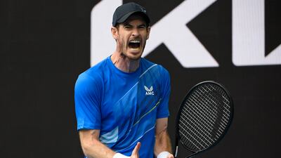 Andy Murray during the Australian Open first round match against Nikoloz Basilashvili of Georgia in Melbourne on Tuesday, January 18, 2022. AP