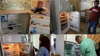 A combination image shows bare fridges across Lebanon as the economic crisis plunges households into poverty. AFP