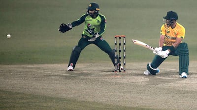 South Africa's Reeza Hendricks plays a reverse sweep. AFP