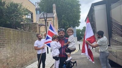 The Lebanese-British man biked 4,200 kilometres to raise funds for Beirut after the August 4 port explosion. Courtesy Eddie Lamaa