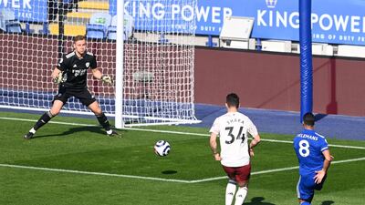 ARSENAL RATINGS: Bernd Leno - 6: Almost gifted ball to Vardy minutes after Foxes took early lead. Had to punch clear Barnes' long-range strike with sun in his eyes but generally a very quiet afternoon for the German. AFP