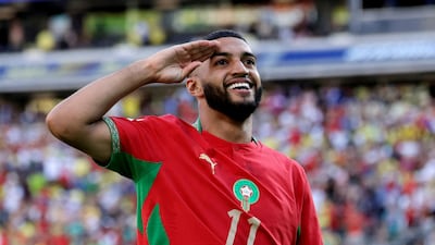 Morocco's Ismael Saibari celebrates scoring their first goal. Reuters