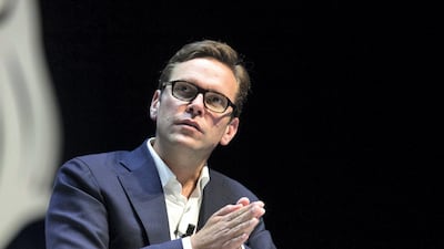 James Murdoch gestures during a panel session at the Cannes Lions International Festival Of Creativity in Cannes, France, on Thursday, June 25, 2015. Bloomberg