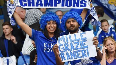 Leicester City with fans ahead of the match between Chelsea and Leicester in the Premier League at Stamford Bridge in London, Britain, 15 May 2016. Andy Rain / EPA