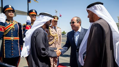 Sheikh Nahyan Bin Zayed, Chairman of the Zayed for Good Foundation, accompanies Sheikh Mohamed on his visit