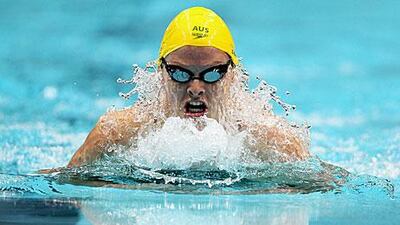 Australia’s Leisel Jones winning 100m breastroke.