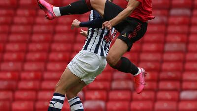 Bruno Fernandes in action during the friendly match between Manchester United and West Bromwich Albion at Old Trafford. Getty