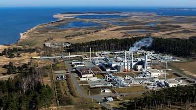 The landfall facilities of the Nord Stream 1 gas pipeline in Lubmin, Germany. Reuters
