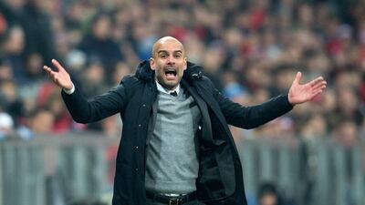 Munich's coach Pep Guardiola reacts during the UEFA Champions League Round of 16 second leg match between Bayern Munich and Juventus Turin, in Munich, Germany, 16 March 2016. EPA/SVEN HOPPE