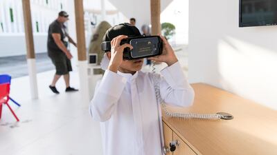 A child at the VR Hobara conversation booth.