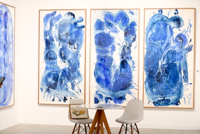 Artwork by Kuwait artist Alymamah Rashed at the Tabari Artspace booth at Abu Dhabi Art. Photo: Khushnum Bhandari / The National