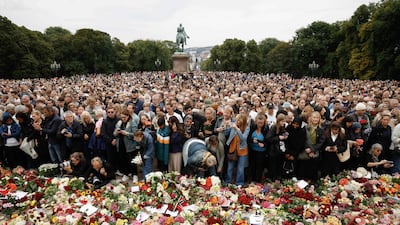 Thousands of people gather in Oslo to pay tribute to King Harald V of Norway, who died on August 28 at the age of 89. AFP