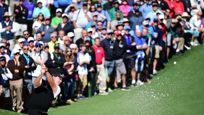 Phil Mickelson of the United States plays a shot from a bunker on the second hole during the first round of the 2016 Masters Tournament at Augusta National Golf Club on April 7, 2016 in Augusta, Georgia. Harry How/Getty Images/AFP