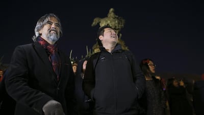 Lee, a game designer who oversaw creation of the giant display, said putting it on an office building was like making a huge virtual campfire. Joseph Kaczmarek / AP Photo