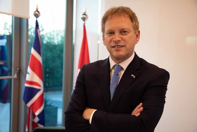 UK Transport Secretary Grant Shapps at the UK pavilion at Expo 2020 Dubai. Suhail Akram / The National