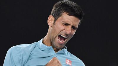 Novak Djokovic celebrates after defeating Fernando Verdasco in their first-round match at the Australian Open in Melbourne, Australia, on January 17, 2017. Andy Brownbill / AP
