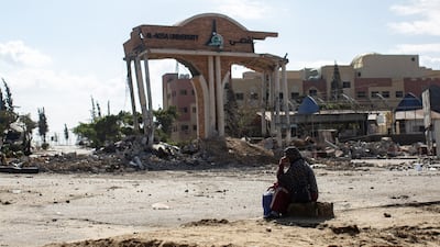A displaced Palestinian heading south. EPA