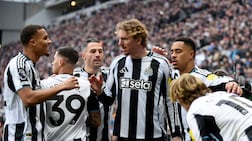 Nick Woltemade, centre, scored twice in Newcastle's 2-2 draw against Chelsea. EPA