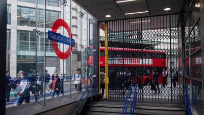 A closed Victoria underground train station. Tube workers represented by the Rail Maritime and Transport (RMT) union are conducting a day-long walkout due to a pension dispute. Getty Images