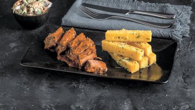 Boneless shortribs with chunky polenta fries are available from Vox Gold. Courtesy Vox Cinemas