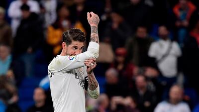 Sergio Ramos has apologised to Real Madrid fans on social media for their season appearing to be set to end without any trophies. AFP