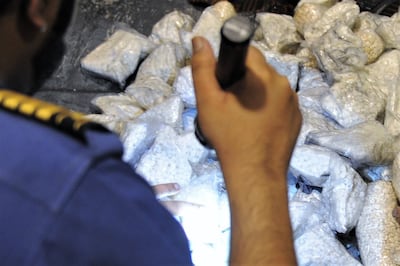 Customs officers seized 32.8 million narcotic pills that were found hidden in a shipment from an Asian country. Photo: Dubai Customs