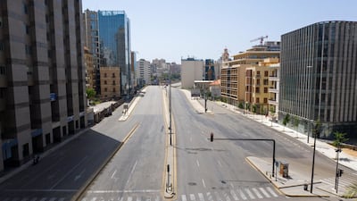 A drone shows deserted streets during the lockdown imposed by the authorities in Beirut, Lebanon. EPA